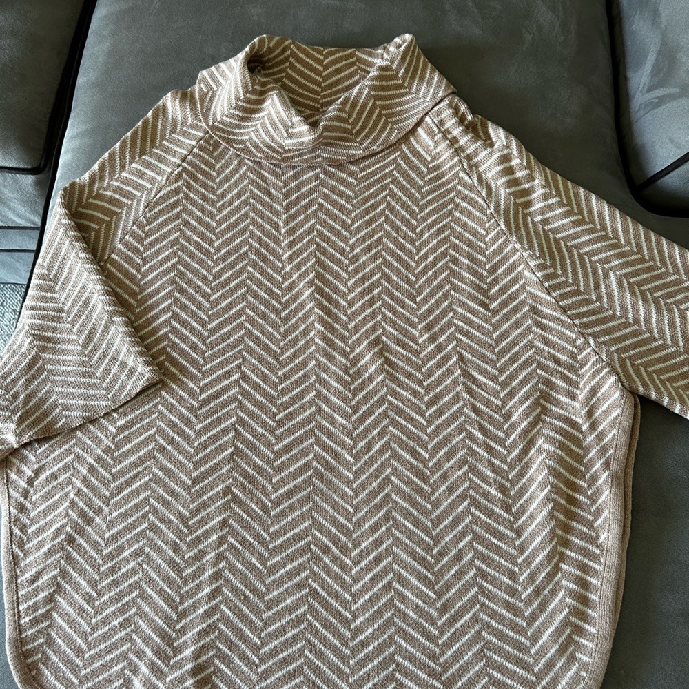 LOFT Chevron Knit Sweater in Brown and White